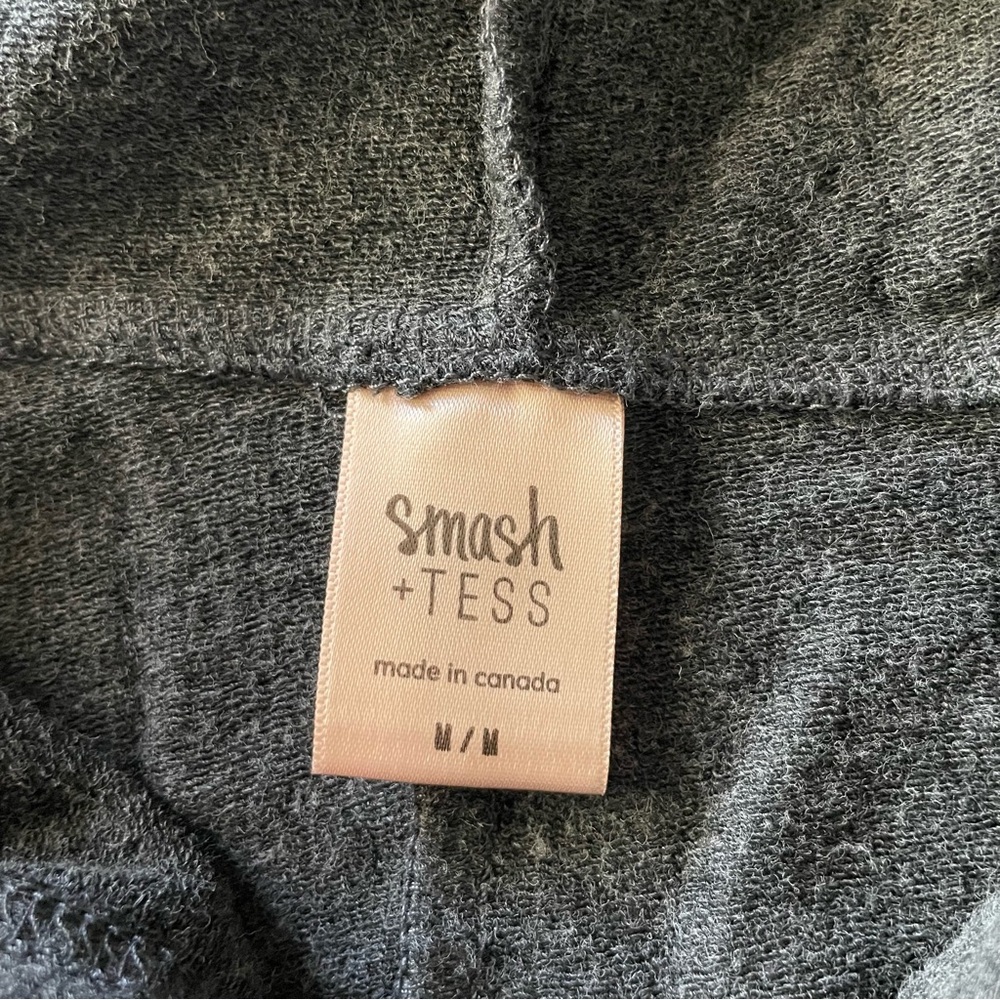 Smash + Tess Long Sleeve Hooded Jumpsuit Women’s M Charcoal Gray Zip Super Soft - Picture 11 of 15